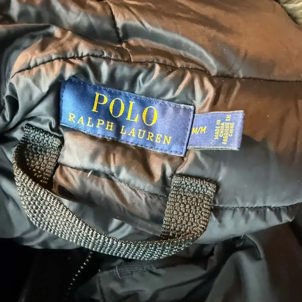 Polo Ralph Lauren Men M Puffer Parka Coat Down Insulated Black Cargo Military